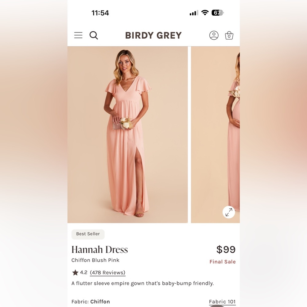 Birdy grey blush pink Hannah dress